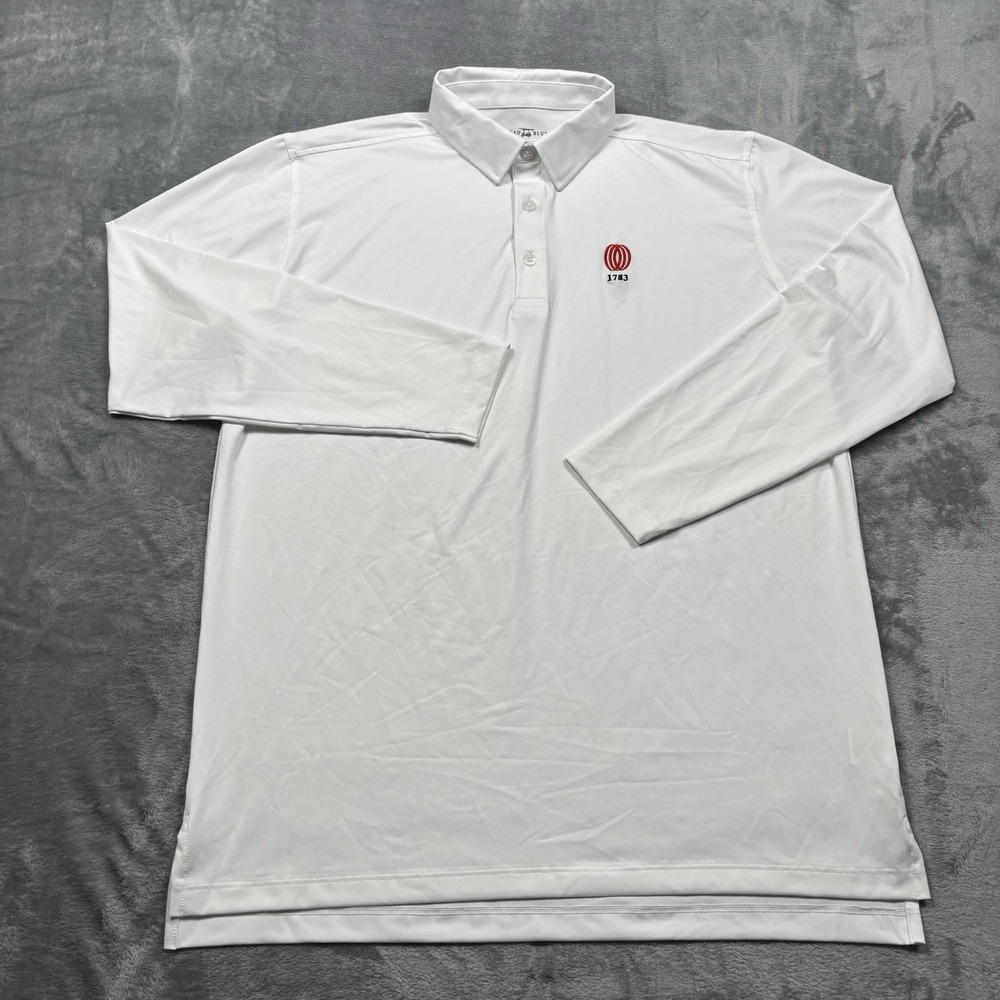 Bald Head Blues Men's L White Long Sleeve Golf Polo 1783 Performance Stretch